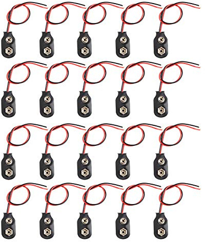 HALJIA - 20 Conectores de Piel sintética para batería de 9 V, Tipo I, Color Negro