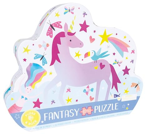 Fantasy Butterfly Shaped Unicorn Pink 20 x 14 Paperboard 80 Piece Jigsaw Puzzle