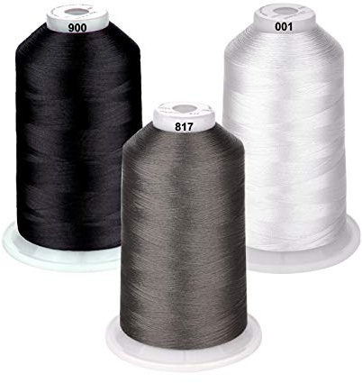 Simthread - 26 val - olika partier av grått polyestergarn för broderimaskin - 5500Y stor spole för symaskiner för allsymaskiner - essentiell färg 3
