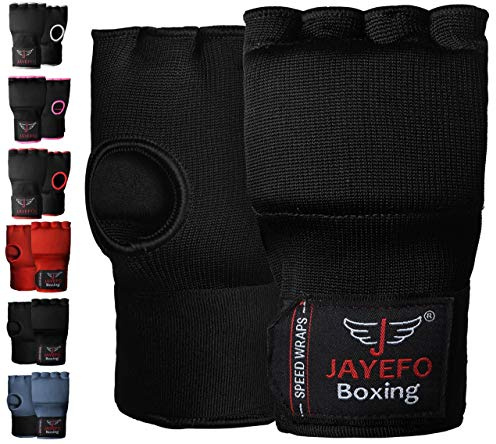 Jayefo Boxing Wraps Inner Gloves - Gel Padded Elastic Hand Wraps for MMA, Martial Arts Training, Quick Boxing Wraps and Bandages for Men & Women | Wrist Wrap Protector Handwraps Kuckle Pair (L/X-L)