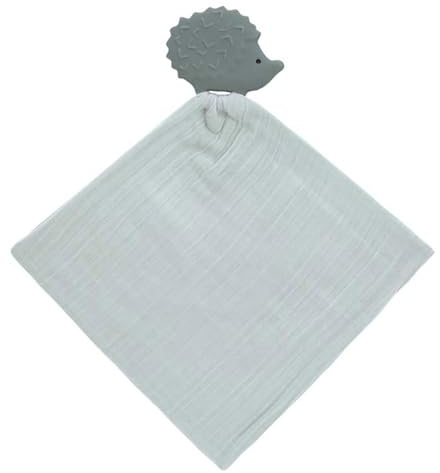 LÄSSIG Tröster Tuch mit Beißring aus Naturkautschuk und Bio-Baumwolle/Teether Comforter Hedgehog