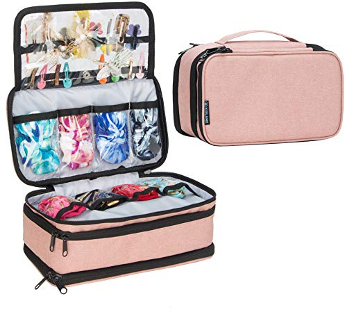 KISLANE Baby Girl Hair Accessories Storage Bag, Soft Headbands Holder, Barrette, Bows, Hair Ties, Pins, Clips Storage Bag for Girls, Baby Mittens Storage Travel Bag with Multi-Compartment