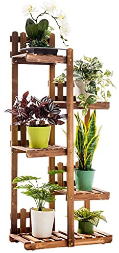 Mehrschichtiger Blumenständer Balkon-Pflanzenständer Blumenregal Aus Holz Im Innenbereich Gartendekorationsständer Holzregal (Color : Brown, Size : 55x27x124cm)