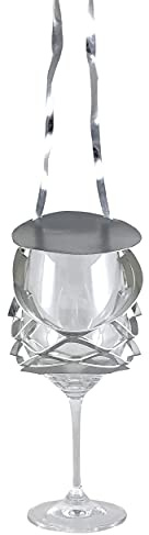 VINSTRIP® GLASSLING SILBER - Weinglashalter zum Umhängen mit Schutzdeckel - praktischer Netzglashalter für Festivals, JGA, Stehparties, Weinwanderung, Geburtstagsausflug, ...