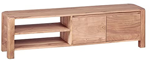möbelando Lowboard BOHA Massivholz Akazie Kommode 140 cm TV-Board Ablage-Fächer Landhaus-Stil Unterschrank 40 cm TV-Möbel