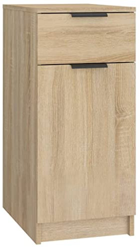 Makastle Kommode mit Schublade und Fächer, Beistelltisch Sofatisch Telefontisch Betttisch Wohnzimmertisch für Schlafzimmer, Wohnzimmer oder Flur, Sonoma-Eiche 33,5x50x75 cm Holzwerkstoff