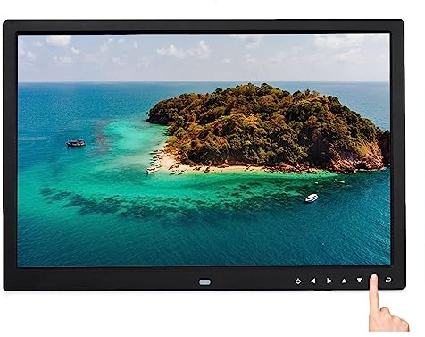17-Zoll-Digital-Fotorahmen, Full-HD-Display, Video-1080P-Fotorahmen mit Fernbedienung, E-Book, Kalender, Wecker (Color : Black)