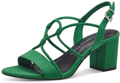 MARCO TOZZI Sandali Donna con Tacco con Cinturino Regolabile Vegani, Verde (Leaf Green), 36 EU