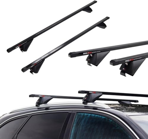 RIDIGO STEELBAR Dachträger für VW Passat B8 Variant ab 2015 | Stahl, 75 kg Tragkraft, geschlossene Dachreling, Schwarz