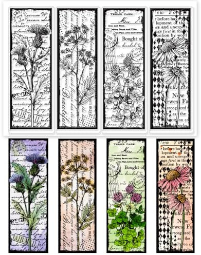 GLOBLELAND Klare Stempel Mit Vintage Blumen Und Texthintergrund Retro Blumenprägestempel Transparente Silikonstempel Siegel Für DIY Scrapbooking Und Kartenherstellung Papierhandwerk Dekor