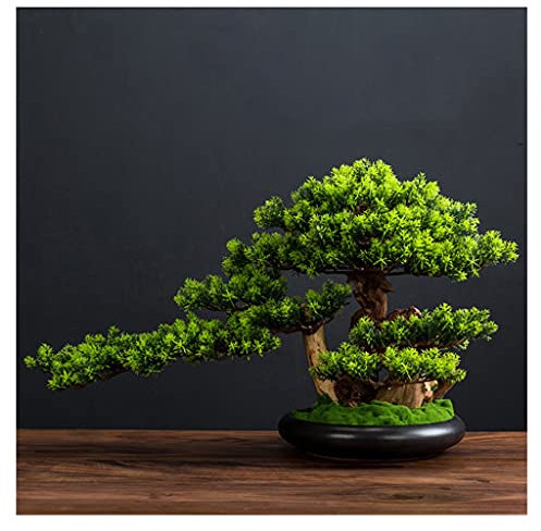 Künstlicher Bonsai-Baum, künstlicher Baum, Simulation Willkommenskiefer, Bonsai-Desktop-Ornamente, Wohnzimmer, Eingang, Teestube, Dekoration, Büro, Grünpflanzen, gefälschte Topfpflanzen, künstlicher B