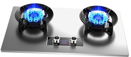 Piano Cottura A Gas Da Incasso/Incorporato, Fornello A Gas In Acciaio Inossidabile A Due Fuochi Da 17742 BTU, Facile Da Pulire, Adatto for Uso Domestico Commerciale (GPL) (NG) (Size : NG)