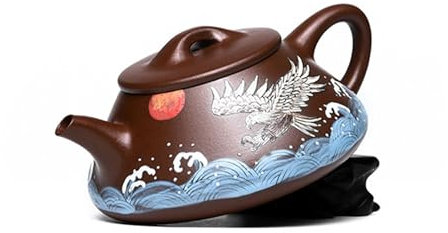 Tetera Zisha hecha a mano, té chino Yixing púrpura de arcilla de cobre 300 cc, infusor chino de té de hojas sueltas de Kungfu