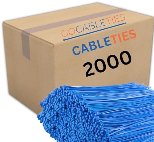 Gocableties Blue Cable Ties, 300mm x 3.6mm, Bulk Pack of 2000, 12” Premium Nylon Zip Ties, Multi-Purpose Plastic Tie Wraps, Secure Self-Locking Mechanism, for Home, Garden, Office and DIY