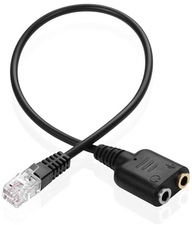 XMSJSIY RJ9 to 3.5mm Headsets Adapter Telephone Phones MIC Audio Splitter Adapter Cable RJ9 4P4C Male to 3.5mm Jack Headphone Microphone Audio Cable - 27CM/10inch