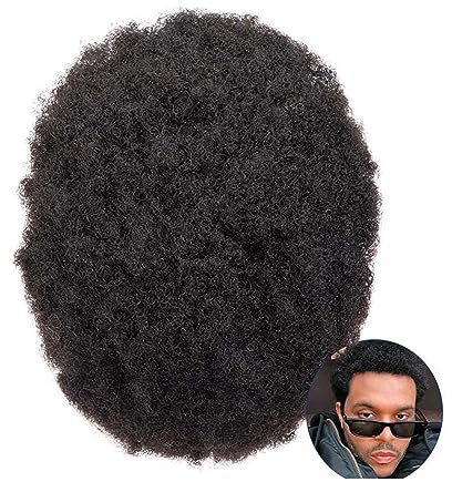 Pelucas para Hombre Tupé Afro for hombres, cabello capilar for hombres, duradero, fino, Mono, encaje francés, pelucas for hombres, prótesis, unidad de sistema de reemplazo de 6 , tupé for hombres par