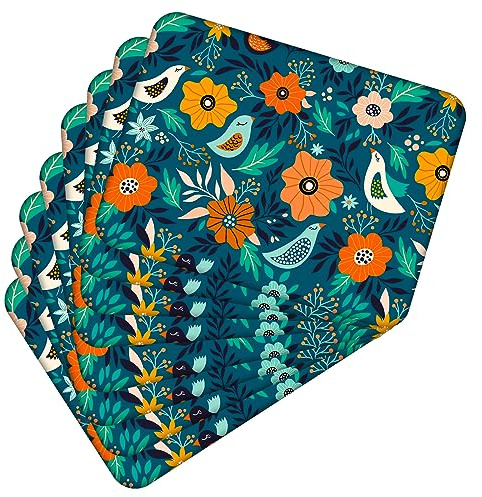 MG Design Set aus 8 Kork-Platzsets – Flowers 2 – 30 x 40 cm – hitzebeständig & abwischbar, mit Korkrückseite