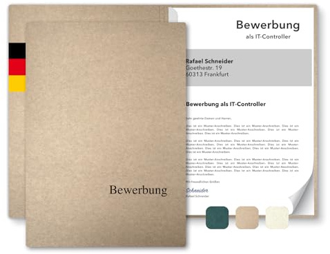 5 Stück 1-teilige Bewerbungsmappen A4 Recyclingkarton - ECO mit Klemmschiene und Prägung Bewerbung - hochwertig aus nachhaltiger Pappe - direkt vom Hersteller STRATAG (Kraftkarton, 5 Stück)