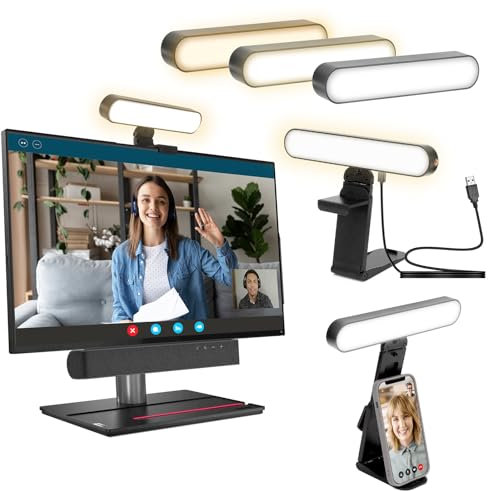 Lmaqfum 5W Bright Selfie Light Computer Laptop Video Conference Light Monitor Light 3000-6500K with Adjustable Stand for Webcam Zoom Call Video Meeting Recording Podcast Live Streaming, 1 Pack