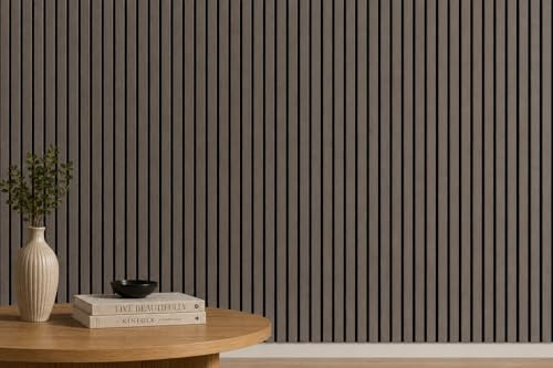 Acoustic Slatted Wall Panel Decorative Slat 3D Timber Oak Natural - 2400mm x 600mm (Panel Grey Oak 2400x600mm)