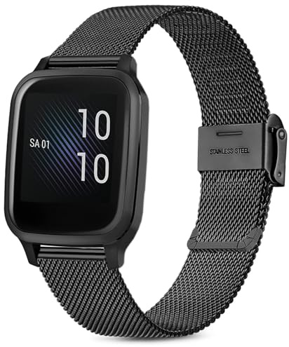 Issinlky Metallarmband för Garmin Venu Sq/Sq 2/Venu 2 Plus/Vivoactive 3/5/Venu/Vivomove HR/Forerunner 55 245 645, 20 mm Rostfritt Stålband