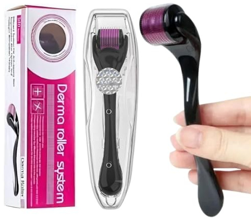 Derma Roller for Skin,Beard Derma Roller for Hair Growth & Care,Facial Roll, Micro needling 0.25mm 0.5mm 1mm 1.5mm,540 Titanium Micro Needles for Facial,Body & Hair Growth (0.25MM)