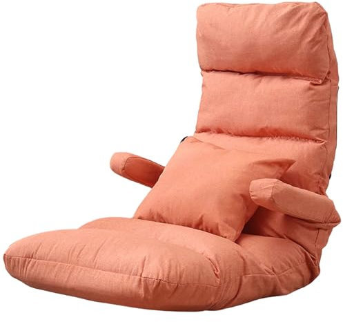 Gaming Chair Floor Cheap Iron Frame Support and Linen Fabric Fold Out Chair Bed Can Bear About 100KG Multiple Parts Can Be Adjusted with Armrests And Pillow(Gray)