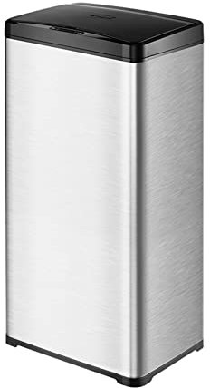 Papelera de Reciclaje de Basura Papelera de inducción Inteligente Papelera automática de Acero de 13 galones Papelera Grande de Metal para Interiores con Tapa Funciona con Pilas, B
