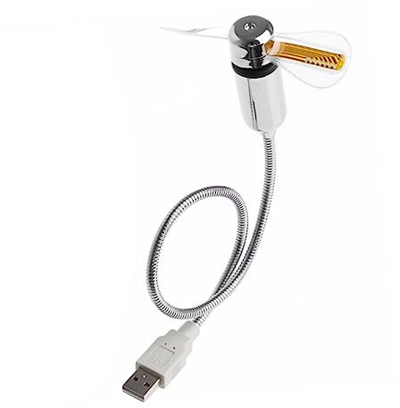 Angoily Ventilateur Usb Flexible à Col De Cygne Pour Pc Portable Et Tablette Mini Ventilateur De Bureau Avec Barre Lumineuse Led Rouge