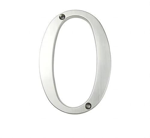 INOKAI Hausnummer 1 Stück 101 mm Metall-Hausnummer, 10,2 cm, Silber-Zink-Legierung, Moderne Zahlen, Türnummer, Briefkasten-Adressschild, Außenhausnummer Nr. 0–9(0)