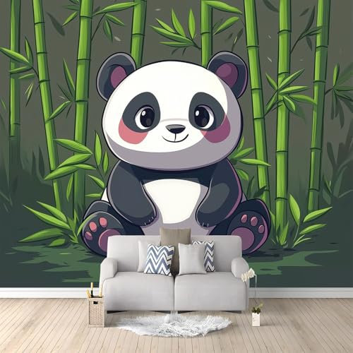 Murales 3D Panda De Dibujos Animados Bosque De Bambú 200 x 140 cm Fotomurale Papel Pintado no Tejido, Papel Tapiz Fotográfico, Mural de Decoración de Pared para Salon, Dormitorio, Oficina
