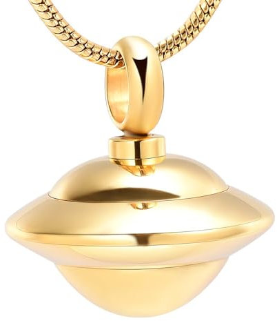 Ydmwannx Collier urne funéraire soucoupe volante pour cendres OVNI Bijoux pour femmes et hommes en acier inoxydable souvenir souvenir pour cendres d'animaux domestiques, Acier inoxydable