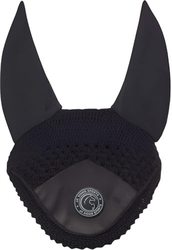 AK Fliegenhaube für Pferde - Weiche Lycra-Ohren, engmaschig gestrickt, bequeme Passform - Reitohrhaube für Sportpferde AKRS-6069-01 (schwarz, FULL / (L))