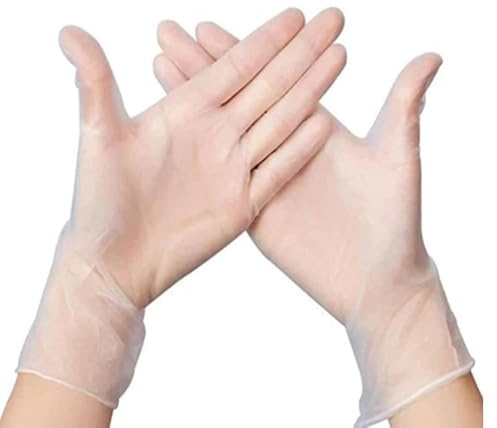 The Real Touch Clear Vinyl Disposable Gloves - Powder-Free - Comfortable, Multi-Purpose Use for Cooking, Cleaning, Food Handling, Tattoo, and Kitchen Cleaning (100, S)