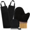 FUNAN Self Tanning Application Kit, 4-Piece Set with Back Applicator, Mini Mitt, Tanning Mitts and Ultra Soft Self Tanner Brush Bamboo Kabuki Brush, Black