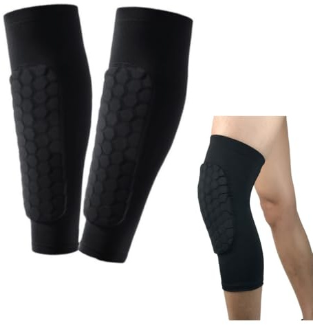 Naisfei Schienbeinschoner Socken, 1 Paar Lang Schienbeinschoner Fußball Herren, Atmungsaktiv, Leicht, Geeignet für alle Personengruppen， Wadenschutz für Fußball, Basketball, Radfahren, Klettern(S)