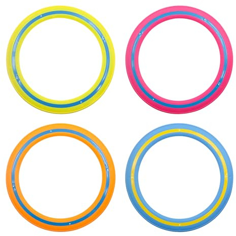 POPAPIE 4 pezzi Flying Ring,Anello di Lancio,Disco da Frisbee 25 cm,Disco Volante Facile da Prendere e Lanciare,Giochi Spiaggia Adulti,Volo Dritto per Bambini e Adulti(Blu,arancione,verde,rosso rosa)