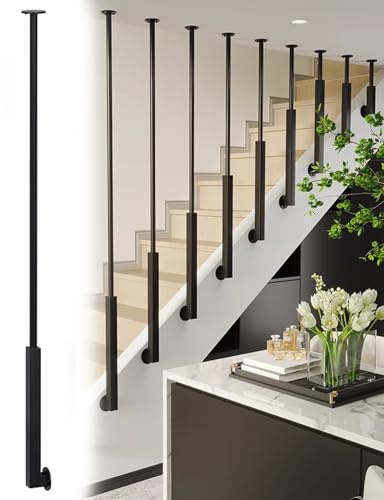 Rampe d'escalier moderne en fer forgé 50 cm – Balustrade décorative noire et poteau de séparation pour marches intérieures – Installation facile avec vis