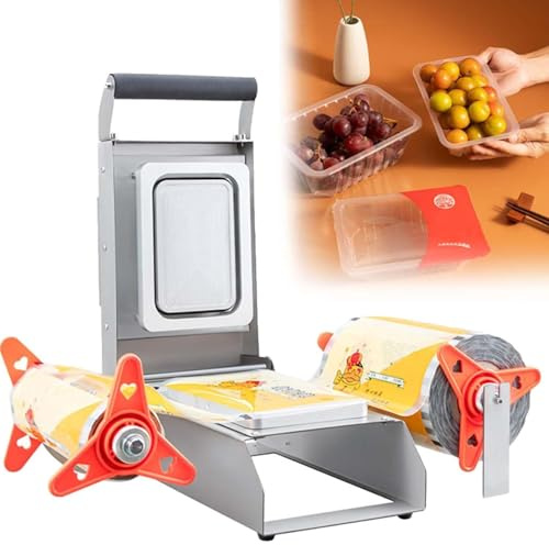YXZQLOZ Manual food tray sealer, fast compact vacuum sealer, heat sealer for liquid or juicy foods including fresh meats, soups, sauces and marinades (20 * 14cm)