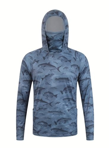 Bastwahl Tshirt Anti UV Homme - UPF 50+ Anti-UV avec Masque Protection Solaire Full Zip Veste Sweats à Capuche D'extérieur à Séchage Rapide Active Quick Dry Stretch Chemise Surf Natation