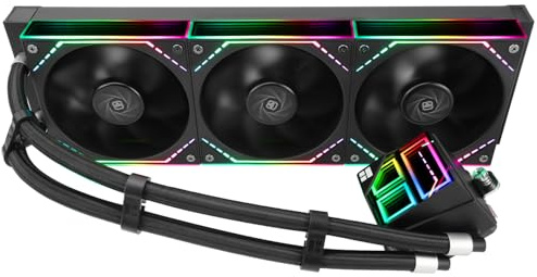 TR-Thermalright Frozen Infinity 360 Black Liquid CPU Cooler,360mm Aio Cooler-Infinity Mirror Light Effect,2000RPM,for AM4/AM5,Intel LGA1851/1700/1150/1151