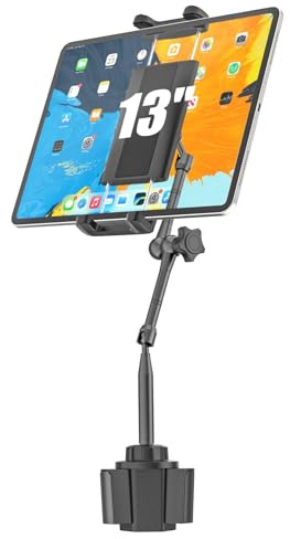 Kolasels Supporto Tablet Auto da Portabicchiere con Braccio Metallico Regolabile, Compatibile con iPad Pro Air Mini, iPhone, Galaxy Z Fold e Dispositivi da 4-13 Pollici, per SUV e Camion