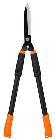 Heavy-Duty Garden Shears, with Sharp Stainless Steel Blades, Rust-Resistant Garden Shears for Hedges Trimming Flowers, Herbs and Branches, Ergonomic Non-Slip Handles, Orange Long Handle Shears