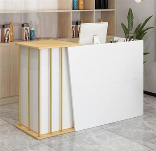 GLDWEY Empfangstresen Rezeptionstheke Holz mit Tastaturauszug – Rezeption Schreibtisch Bürotheke für Büro, Hotel, Salon, Friseur & Kosmetikstudio(White,120x40x90cm)