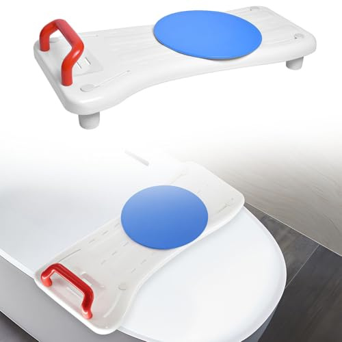 Asse da bagno con giradischi, sedile regolabile in plastica per anziani e disabili, adatto per vasca da bagno larghezza 41-62 cm, carico massimo 150 kg