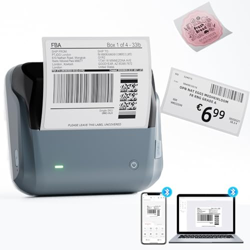 NIIMBOT DHL Etikettendrucker, 4x6 Versandetiketten Drucker B4 Label Printer, Beschriftungsgerät Selbstklebend Tragbar Etikettiergerät für Barcode, Amazon, Etsy, Shopify, DPD, GLS, UPS, DHL, FedEx