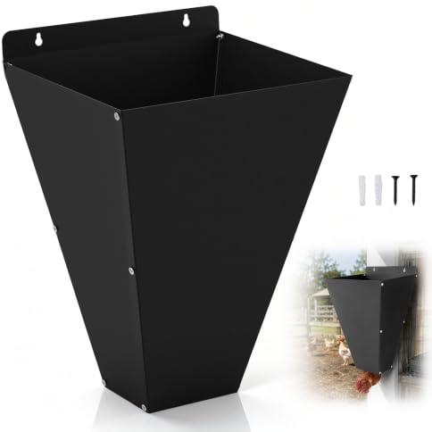 Embudo de aves de corral grande con parte trasera plana, embudo para matar pollos y patos de metal inoxidable, ahorra espacio, desmontable y bordes plegados, accesorios para granja, color negro