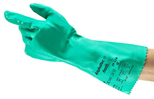 Ansell AlphaTec 39-124 Chemikalienschutzhandschuh, Verstärkter Nitrilhandschuh, Chemikalien- und Flüssigkeitsschutz, Herausragende Fingerbeweglichkeit, Größe XL (12 Paar)