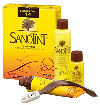 Sanotint - Haarfarbe Nr. 14 „Dunkelblond“ - 1x 125 ml - Naturnahe Haarfarbe mit wertvollen pflanzlichen Wirkstoffen - Mit Goldhirse, Traubenblätterextrakt, Olivenextrakt und Birkenextrakt