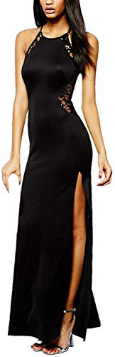 BYD Vestido para Mujeres Escotado por Detrás Vestidos Largos de Encaje Lace con Aberturas Noche